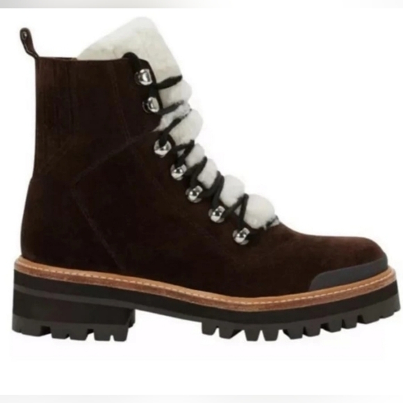 Marc Fisher LTD Women's Izzie Suede Hiking Boot - Shearling Accents, Thick Treaded Sole, Double Lace Detail - View #4